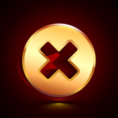 Obraz premium 3D stylized Cancel icon. Golden vector icon. Isolated symbol illustration on dark background.