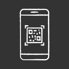 QR code scanning smartphone app chalk icon