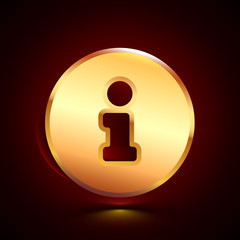 3D stylized Info icon. Golden vector icon. Isolated symbol illustration on dark background.