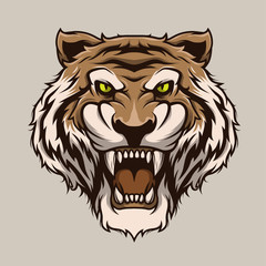 Roaring Tiger. Tiger Head Mascot Illustration Vector