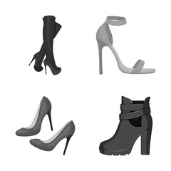 Vector design of heel and high icon. Set of heel and stiletto vector icon for stock.