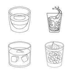 Vector design of glass  and transparent  symbol. Set of glass  and empty  vector icon for stock.