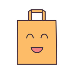 Smiling shopping bag character color icon