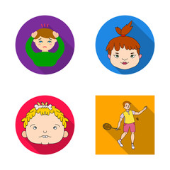 Isolated object of girl and boy  icon. Set of girl and school stock vector illustration.