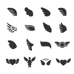 Vector set of wings icons.