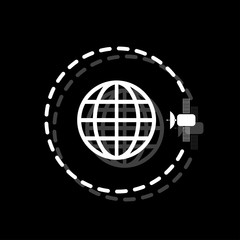 Globe symbol with satellites icon flat