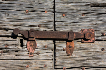 ancient wooden door with latch