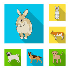 Isolated object of animal and habitat icon. Collection of animal and farm vector icon for stock.