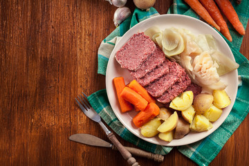 Corned beef and cabbage with potatoes and carrots - 245320588