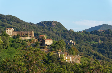 Fototapeta na wymiar San-Giovanni-di-Moriani village in Corsica mountain