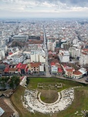 Aerial photo of the ancient theater of Larissa, and part of the city.