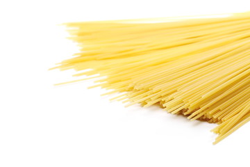 Spaghetti, yellow pasta isolated on white background