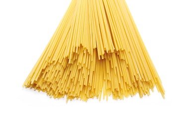 Spaghetti, yellow pasta isolated on white background