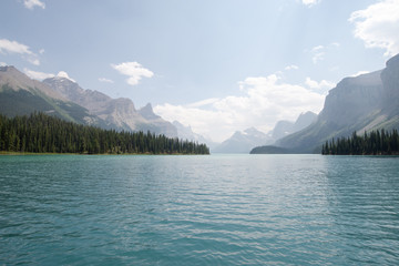 Spirit Island on Maligne Lake in Jasper National Park