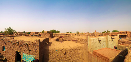 Exterior aerial view to Grand mosque of Agadez in Niger