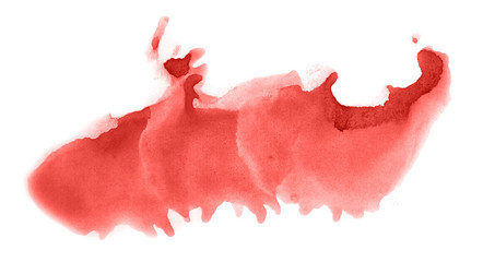 Abstract watercolor background hand-drawn on paper. Volumetric smoke elements. Red, Grenadine color. For design, web, card, text, decoration, surfaces.