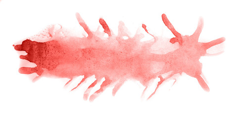 Abstract watercolor background hand-drawn on paper. Volumetric smoke elements. Red, Grenadine color. For design, web, card, text, decoration, surfaces.