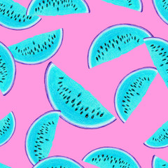 Seamless pattern of hand drawn watermelon