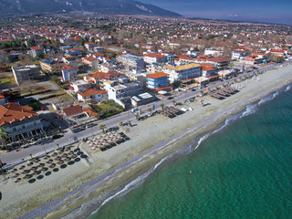 Fototapeta premium Aerial photo of Leptokaria beach, Pieria Greece