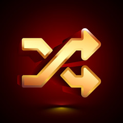 3D stylized Random icon. Golden vector icon. Isolated symbol illustration on dark background.