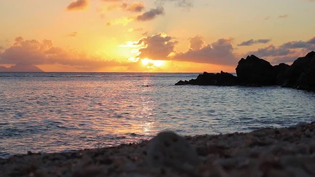  Amazing view of sunset at Shell Beach in Gustavia,  St. Barths, Caribbean.