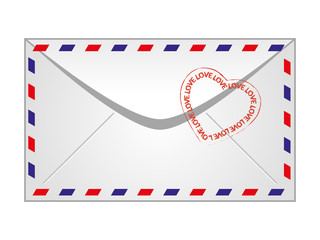 Postal envelope with a heart for Valentines Day. Vector illustration.