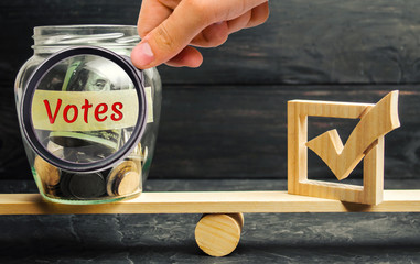 Glass jar with coins and the words 