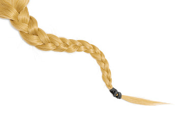 Women braid on a white background. Blond hair, isolated