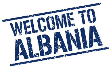 welcome to Albania stamp