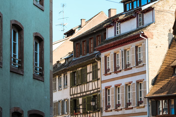 Fototapeta na wymiar Half-timbered houses in the picturesque old town (La Petite Fance) of Strasbourg (Strasbourg, France, Europe)