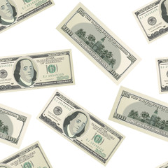 Lots of one hundred USA dollars banknotes, seamless pattern