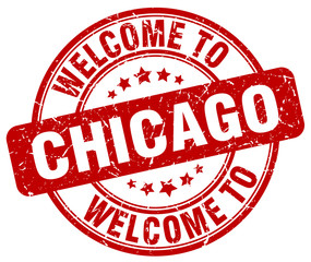 welcome to Chicago red round vintage stamp