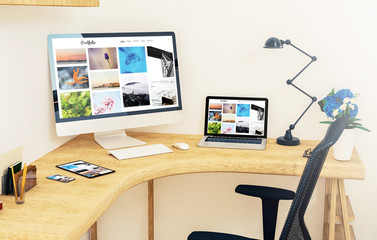 responsive devices on corner desktop online portfolio