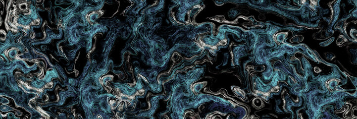 Abstract liquid blue dark background. Digital art abstract pattern.