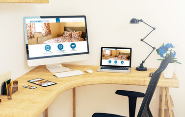 responsive devices on corner desktop online booking room