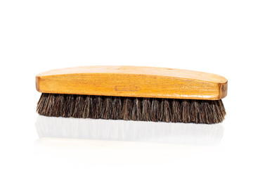 old wooden Brush for footwear isolated on white background
