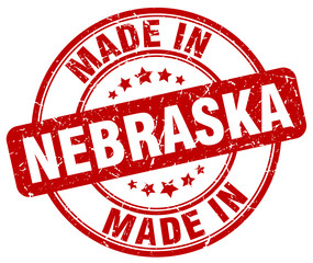 made in Nebraska red grunge round stamp