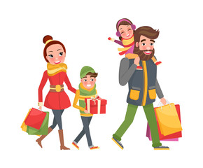 Couple and Children Bags, Presents, Gift Boxes