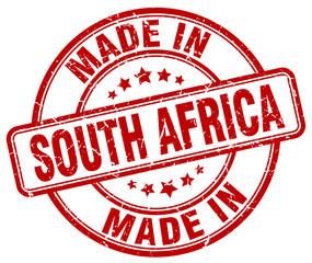 made in South Africa red grunge round stamp