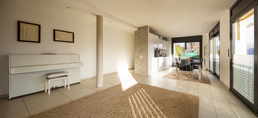Fototapeta na wymiar Spacious and bright modern living room