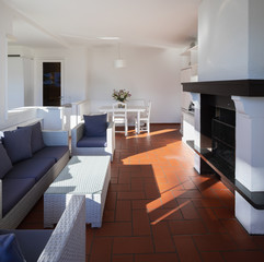 Living room with window overlooking the lake