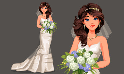 Beautiful bride holding bouquet