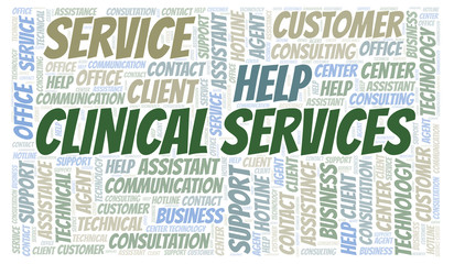 Clinical Services word cloud.