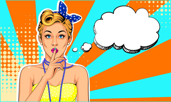 Beautiful pin up fashion model vector illustration in pop art style