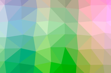 Fototapeta na wymiar Illustration of abstract Green, Pink, Red, Yellow horizontal low poly background. Beautiful polygon design pattern.