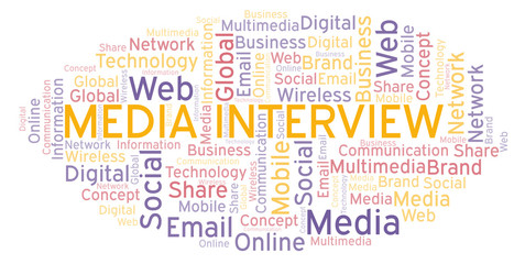 Obraz premium Media Interview word cloud.