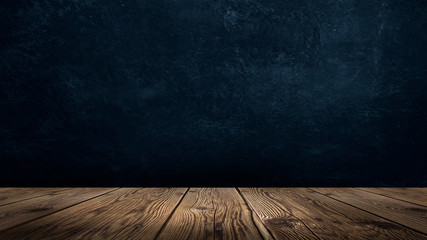 Background of empty room, concrete wall, wooden floor.