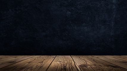 Background of empty room, concrete wall, wooden floor.