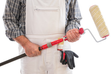 Professional house painter isolated on white background © francescomou