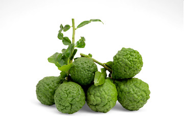 fresh bergamot with leaf isolated on white background.Herb